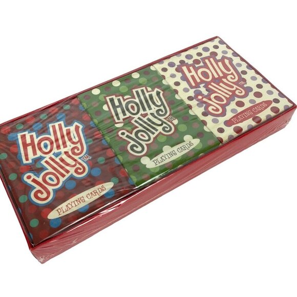 Holly Jolly Playing Cards 3 Decks Set By Russ Berrie Christmas Holiday Theme - Picture 2 of 6
